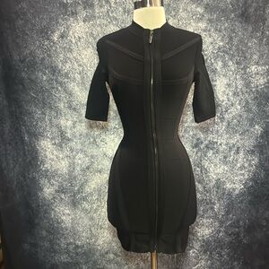 Bebe black bodycon bandage zipper front mini dress sexy fitted